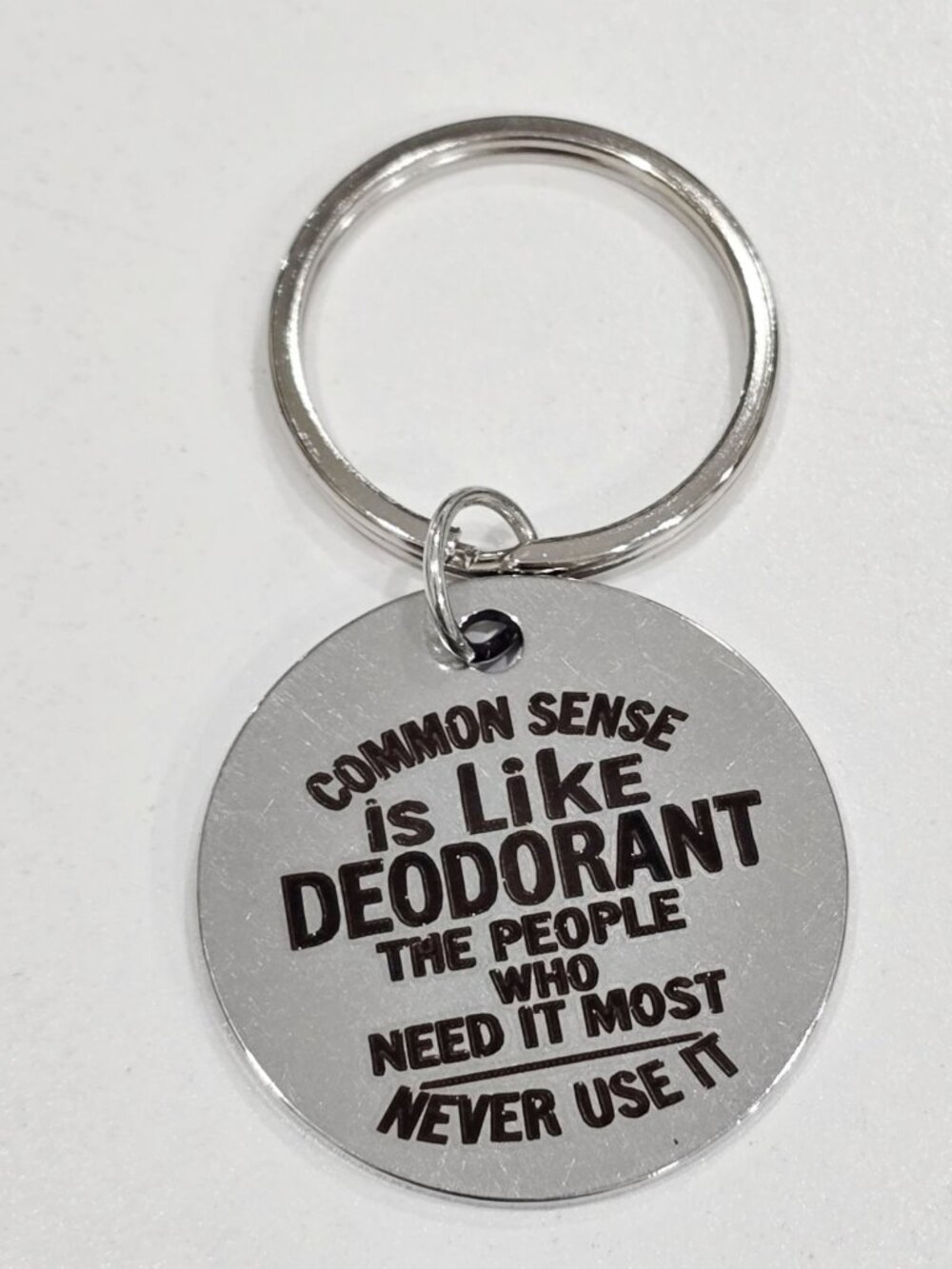 Artisan Common Sense Deodorant Sarcastic Stainless Steel Keyring Keychain New